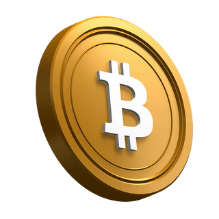 Schuin gepositioneerde Bitcoin BTC-munt die als visueel element in de herosectie dient