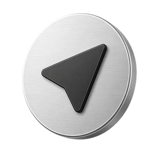 Decoratief 3D-element met een pijl-verzendpictogram op de contactpagina